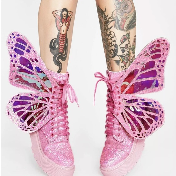 Dolls Kill Shoes - SOLD - Dolls Kill Club Exx Butterfly Boots